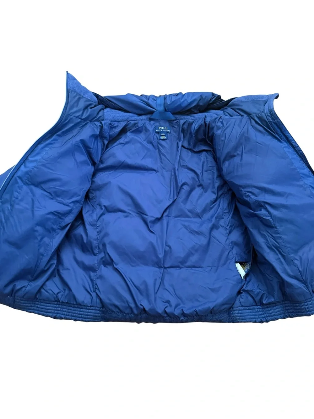 Polo Ralph Lauren Puffer Coat Girls Large 12-14 Winter Jacket Navy Blue Pony
